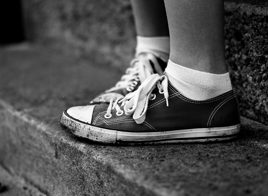 Tween Photographer black and white film Tri-X 400 Converse sneakers